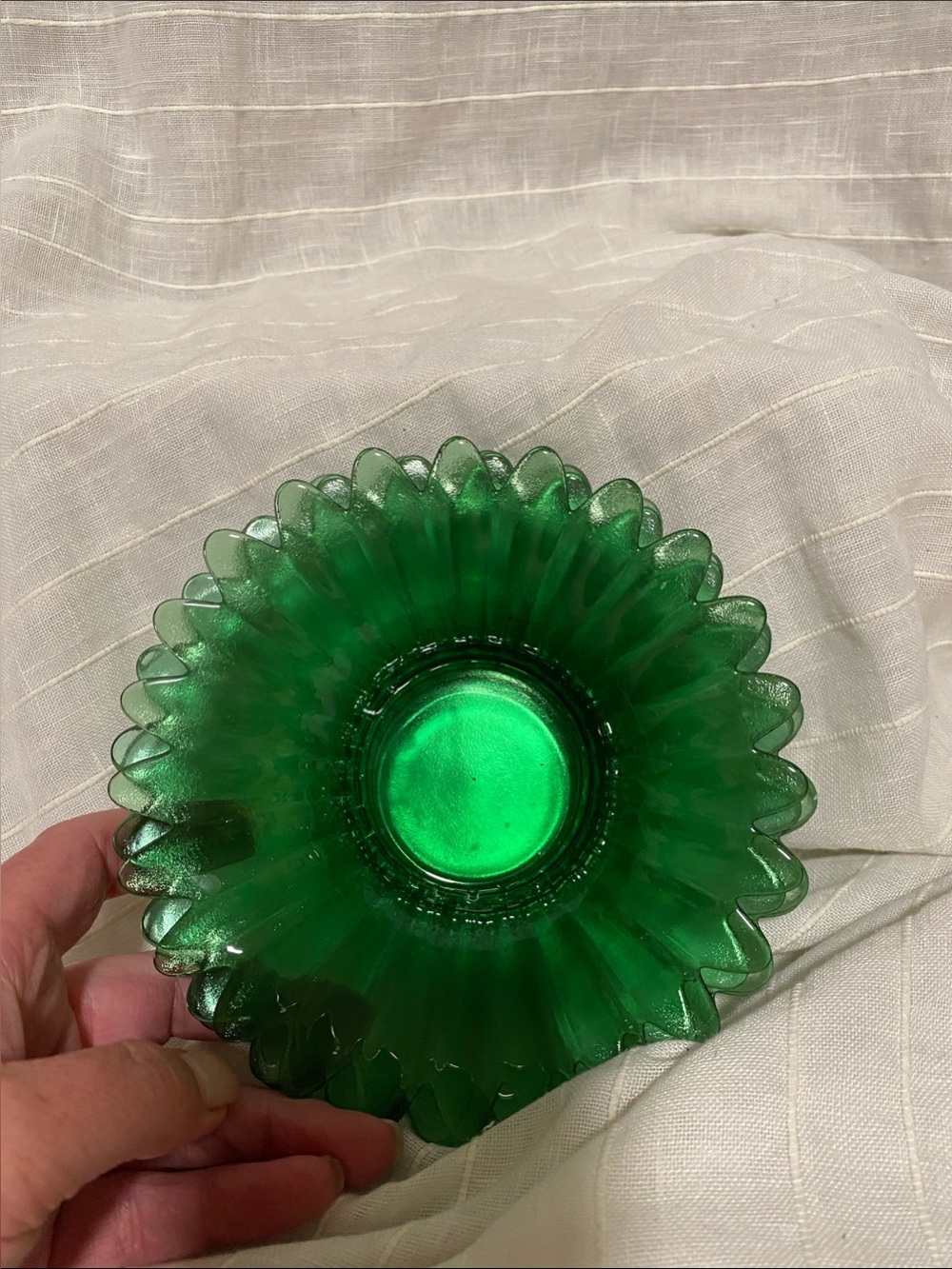 Green Glass Sunburst Decorative Bowl - Unbranded